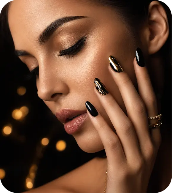 black gold nails